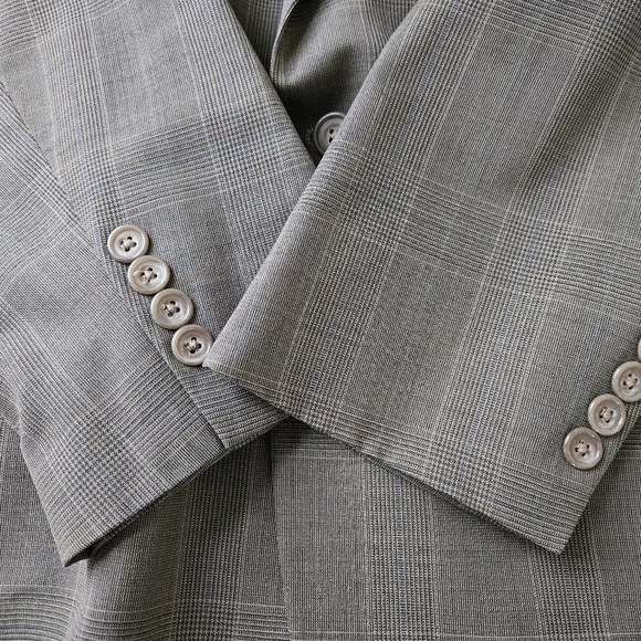 Oscar de la Renta Vintage Tailored Plaid Blazer in Grey and Camel Size 41R - Picture 12 of 16